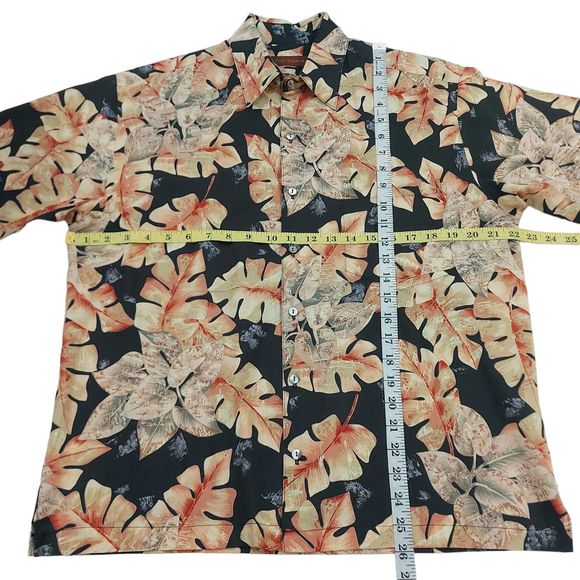 Tori Richard Hawaiian Shirt Mens Small Black Beige Short Sleeve Cotton Summer - Picture 8 of 11